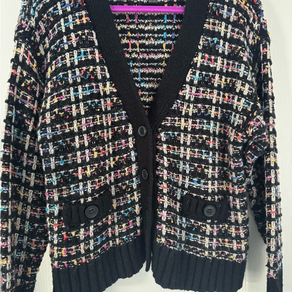 AQUA Tweed V Neck Cardigan Sweater - Exclusive
